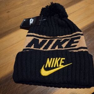 Nike Black and Gold Knit Beanie